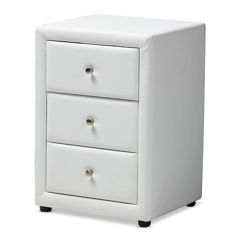 Contemporary Upholstered 3-Drawer Nightstand by