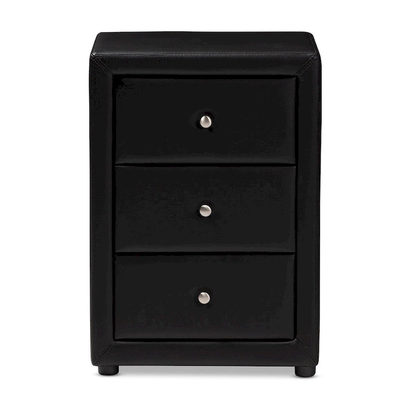 Contemporary Upholstered 3-Drawer Nightstand by