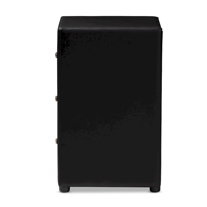 Contemporary Upholstered 3-Drawer Nightstand by