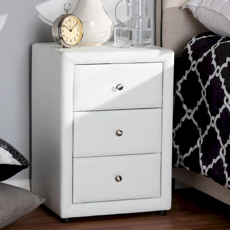 Contemporary Upholstered 3-Drawer Nightstand by