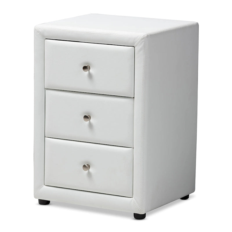 Contemporary Upholstered 3-Drawer Nightstand by