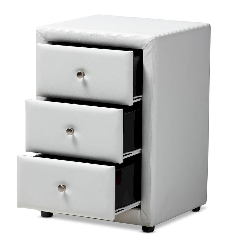 Contemporary Upholstered 3-Drawer Nightstand by