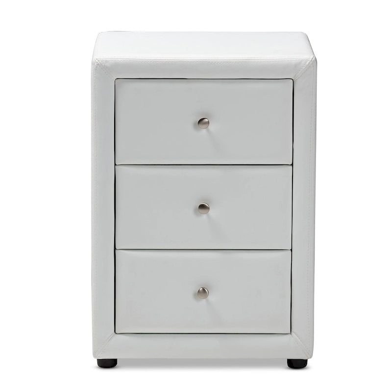 Contemporary Upholstered 3-Drawer Nightstand by