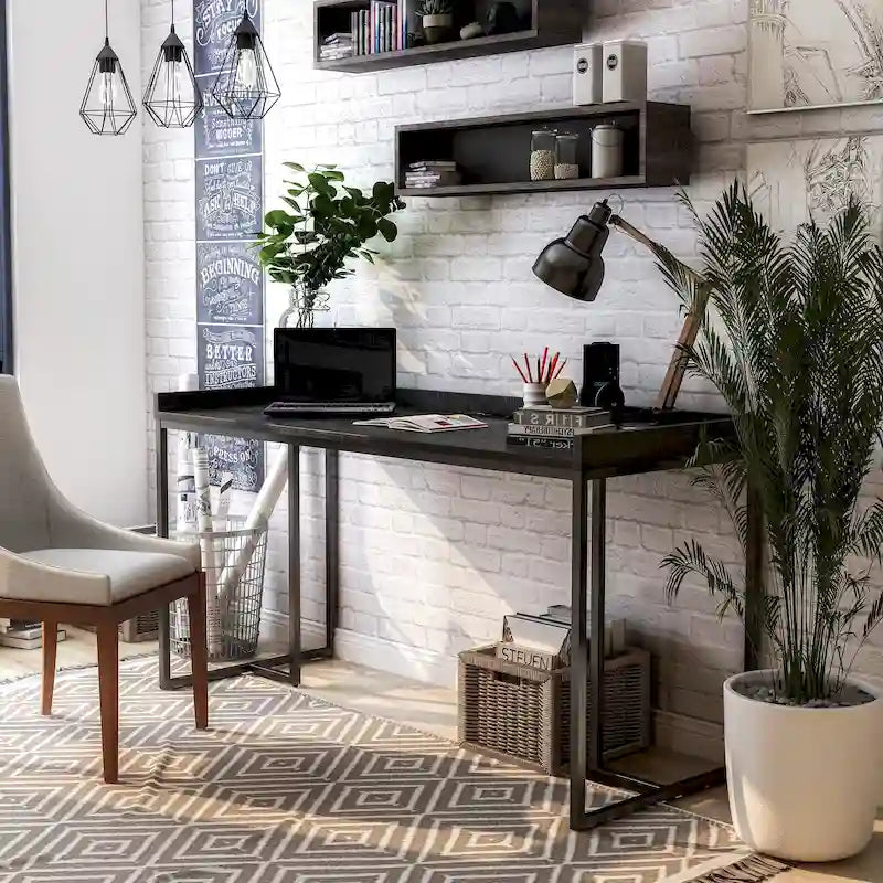 59-inch Metal Computer Desk with USBs by