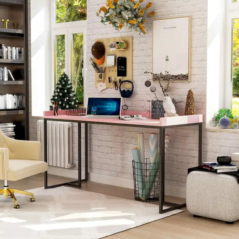 59-inch Metal Computer Desk with USBs by