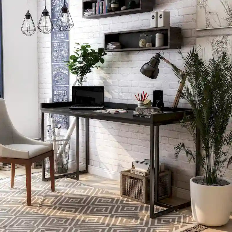 59-inch Metal Computer Desk with USBs by