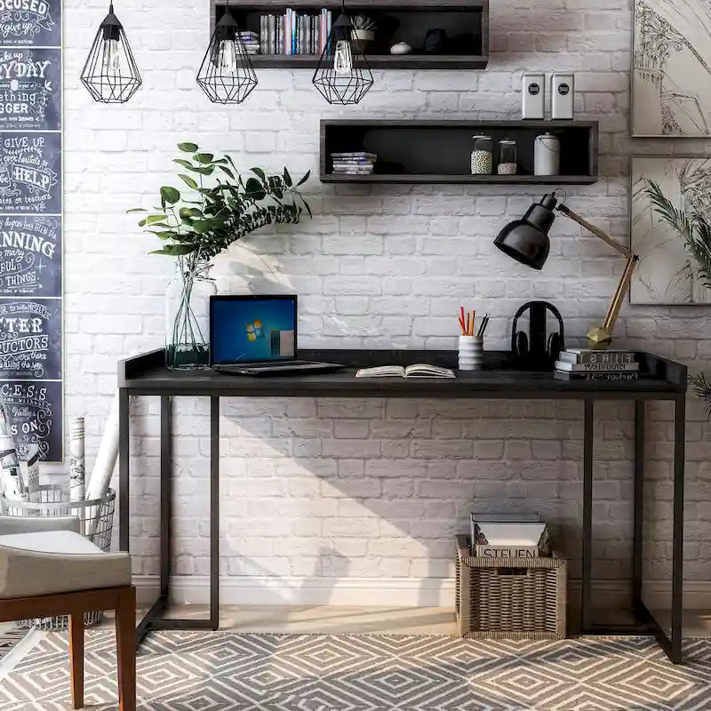 59-inch Metal Computer Desk with USBs by