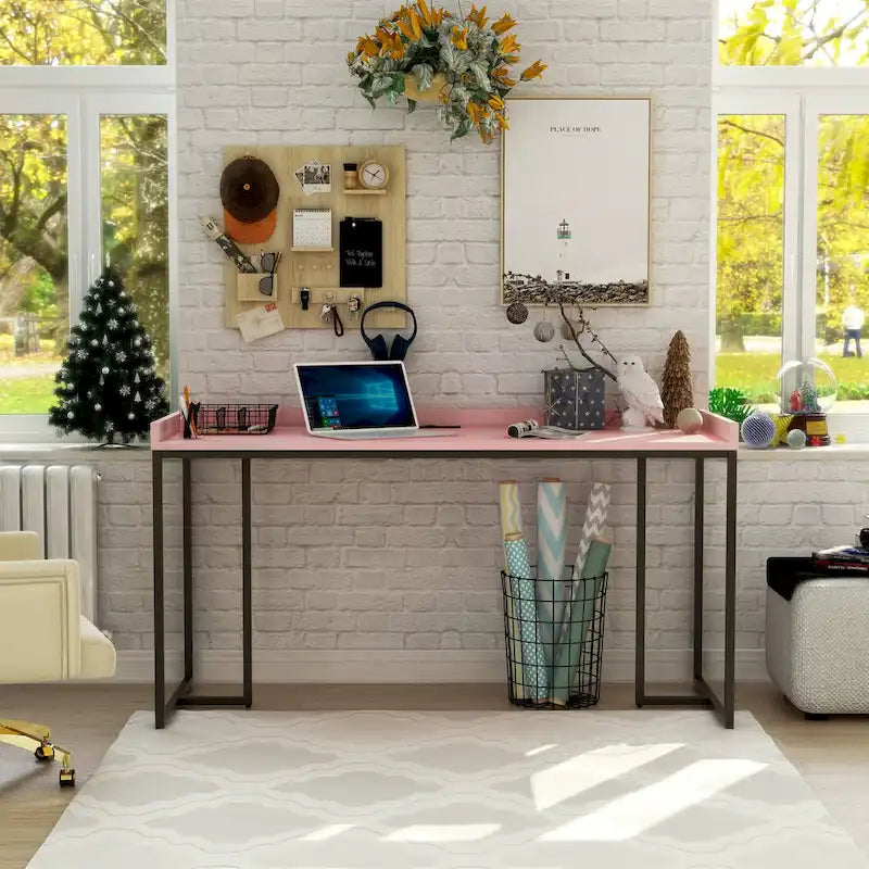 59-inch Metal Computer Desk with USBs by