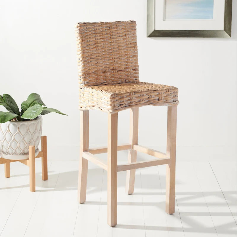 Rattan 30-inch Bar Stool - 20.1 W x 18.5 L x 43.3 H - 20Wx19Dx43H