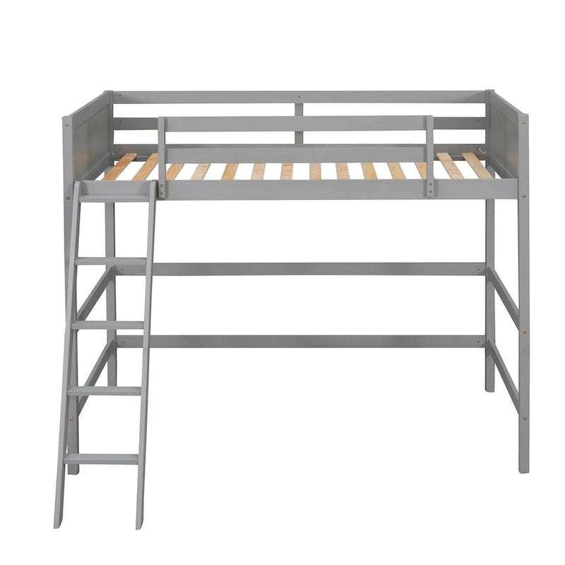 Solid Wood Twin Size Loft Bed with Ladder