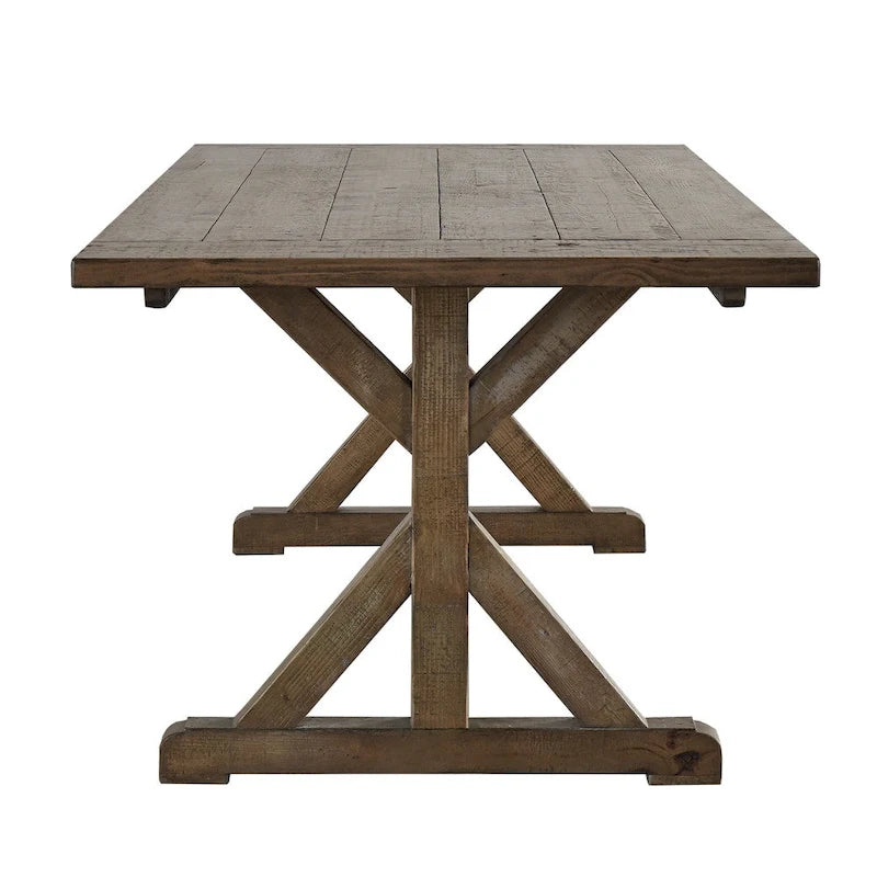 Rustic Reclaimed Wood Trestle Farm Table by
