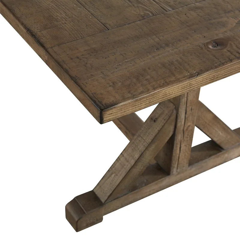 Rustic Reclaimed Wood Trestle Farm Table by