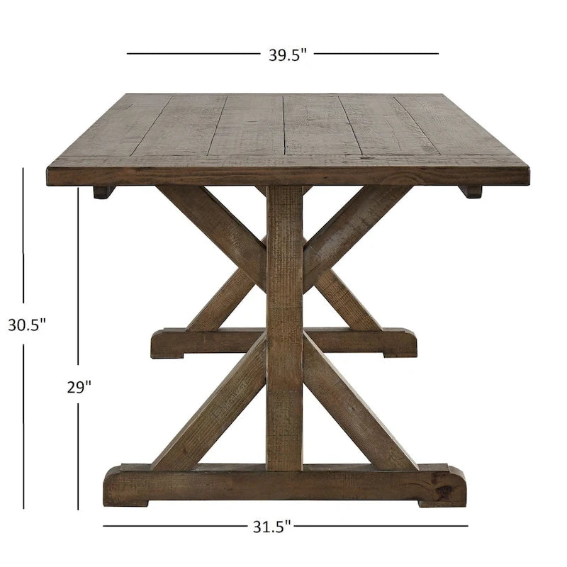 Rustic Reclaimed Wood Trestle Farm Table by