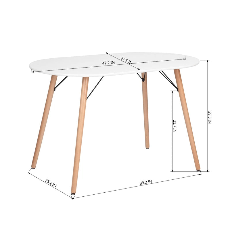 47.2 White Rectangular Dining Table for 4-6 People