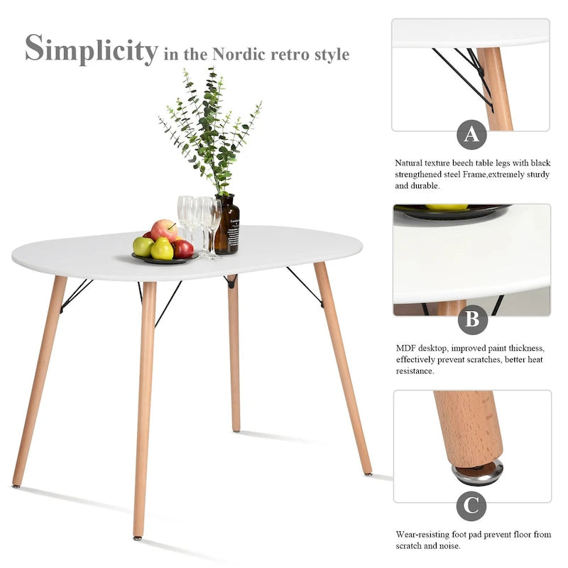 47.2 White Rectangular Dining Table for 4-6 People