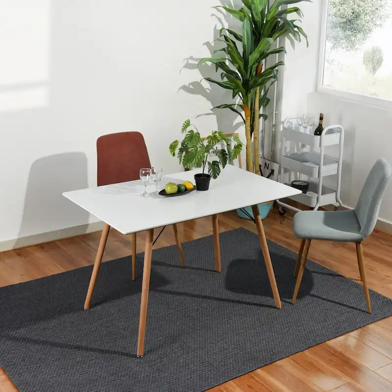 47.2 White Rectangular Dining Table for 4-6 People