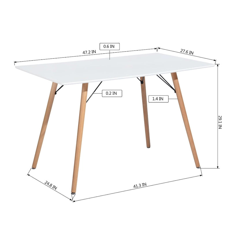 47.2 White Rectangular Dining Table for 4-6 People
