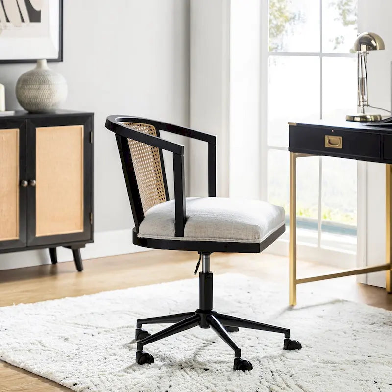 Modern Rattan Swivel Height Adjustment Office Chair by