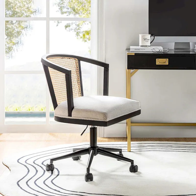 Modern Rattan Swivel Height Adjustment Office Chair by