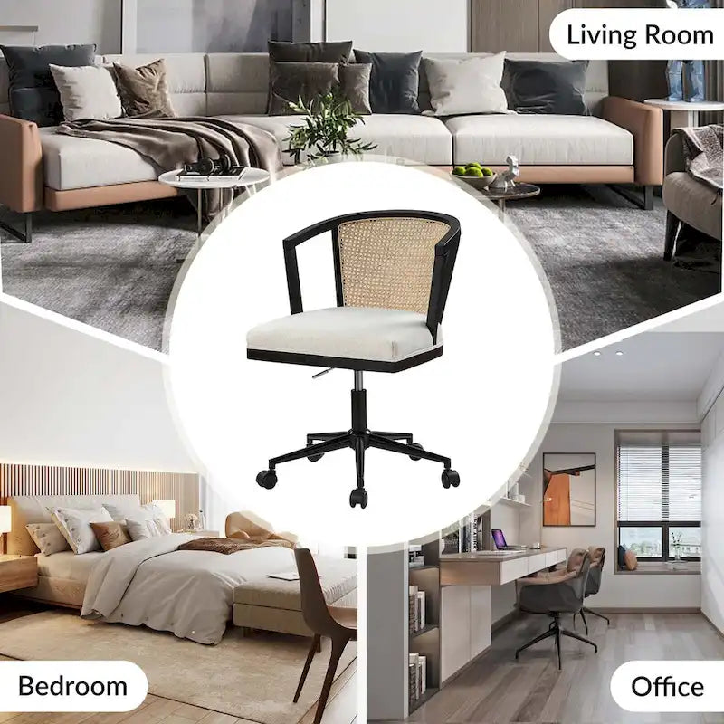 Modern Rattan Swivel Height Adjustment Office Chair by