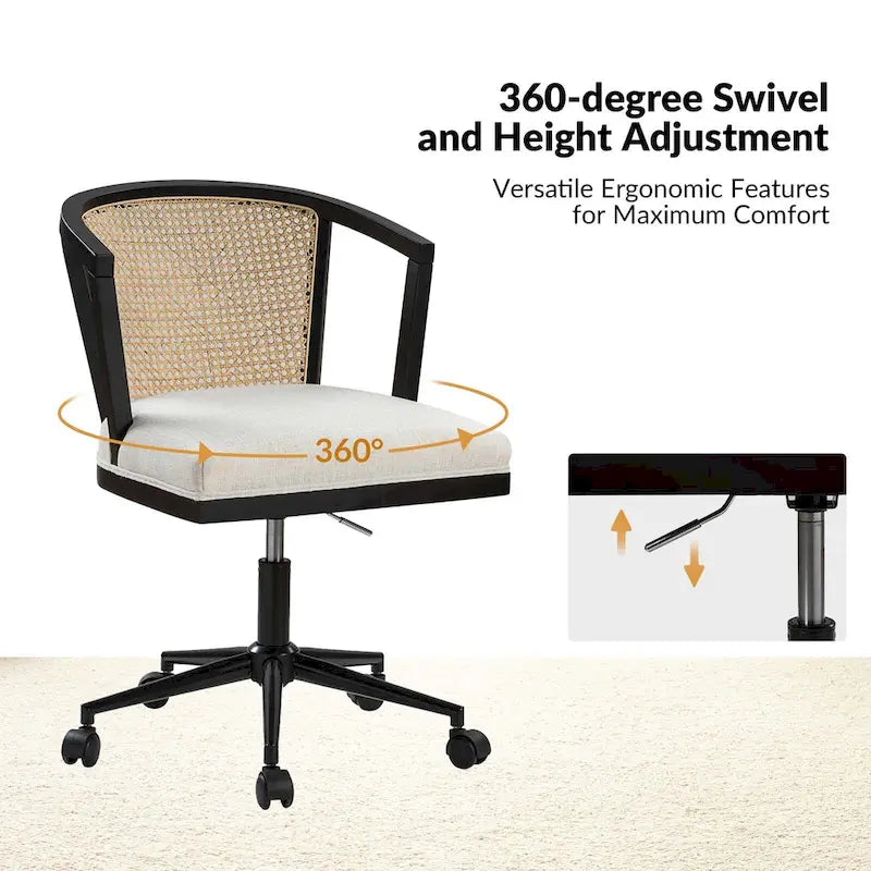 Modern Rattan Swivel Height Adjustment Office Chair by