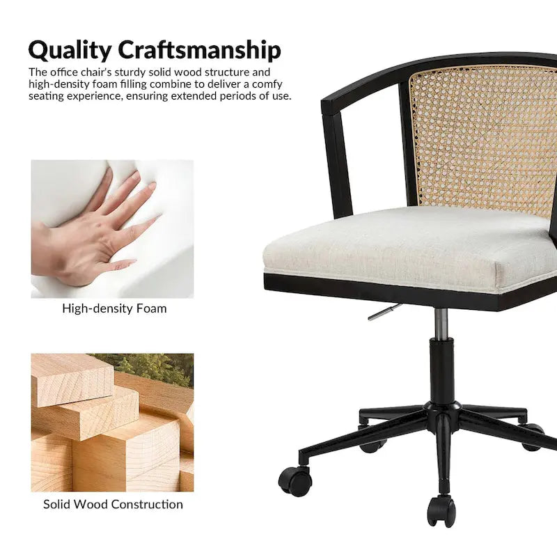 Modern Rattan Swivel Height Adjustment Office Chair by