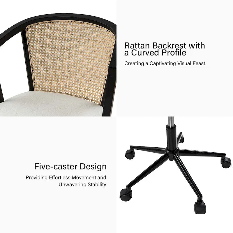 Modern Rattan Swivel Height Adjustment Office Chair by