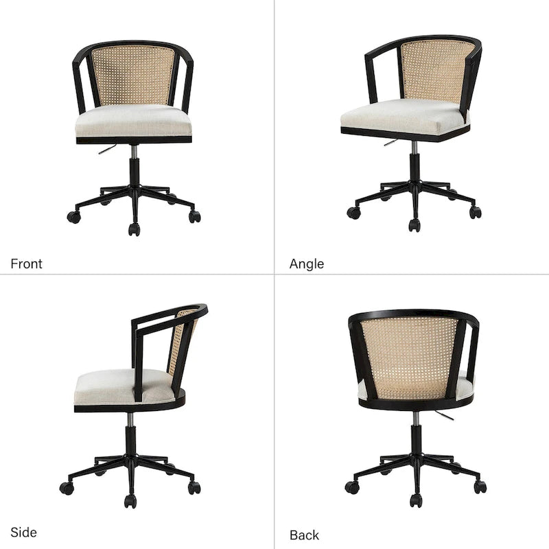 Modern Rattan Swivel Height Adjustment Office Chair by