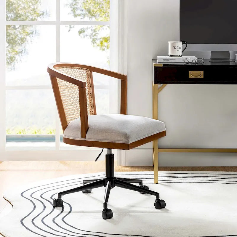 Modern Rattan Swivel Height Adjustment Office Chair by