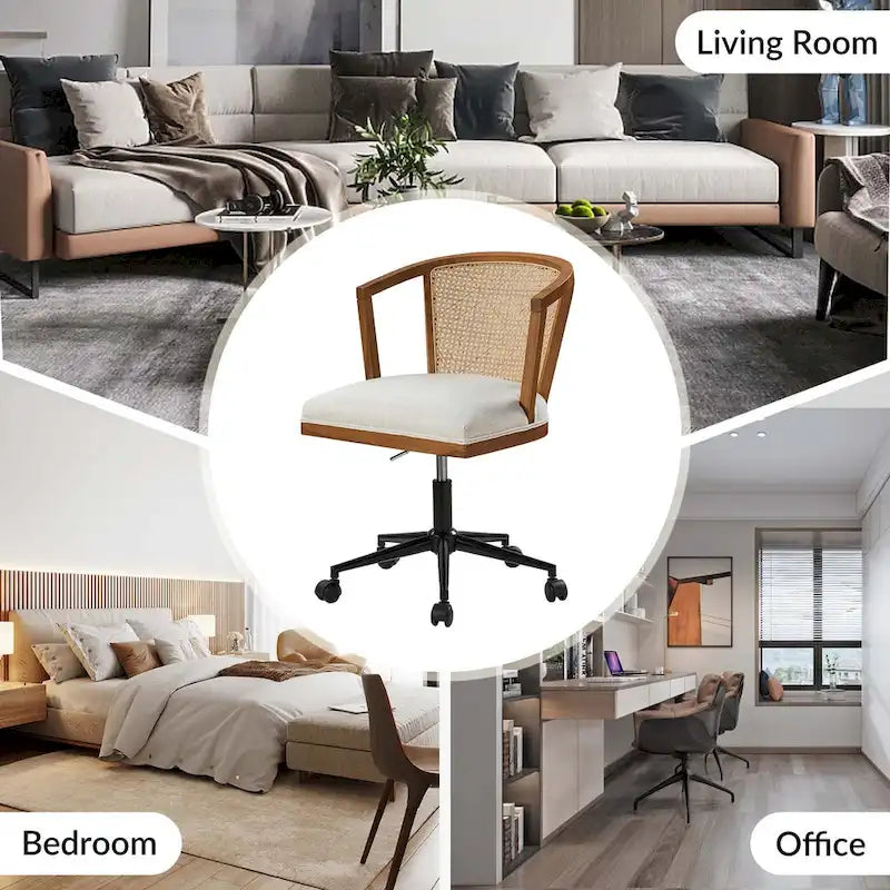 Modern Rattan Swivel Height Adjustment Office Chair by