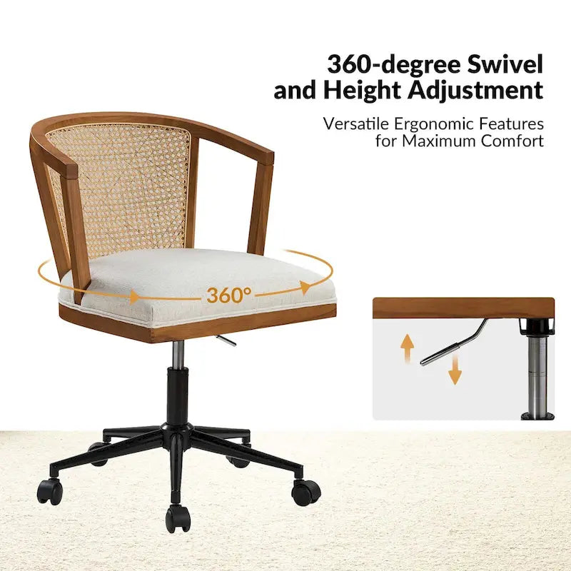 Modern Rattan Swivel Height Adjustment Office Chair by
