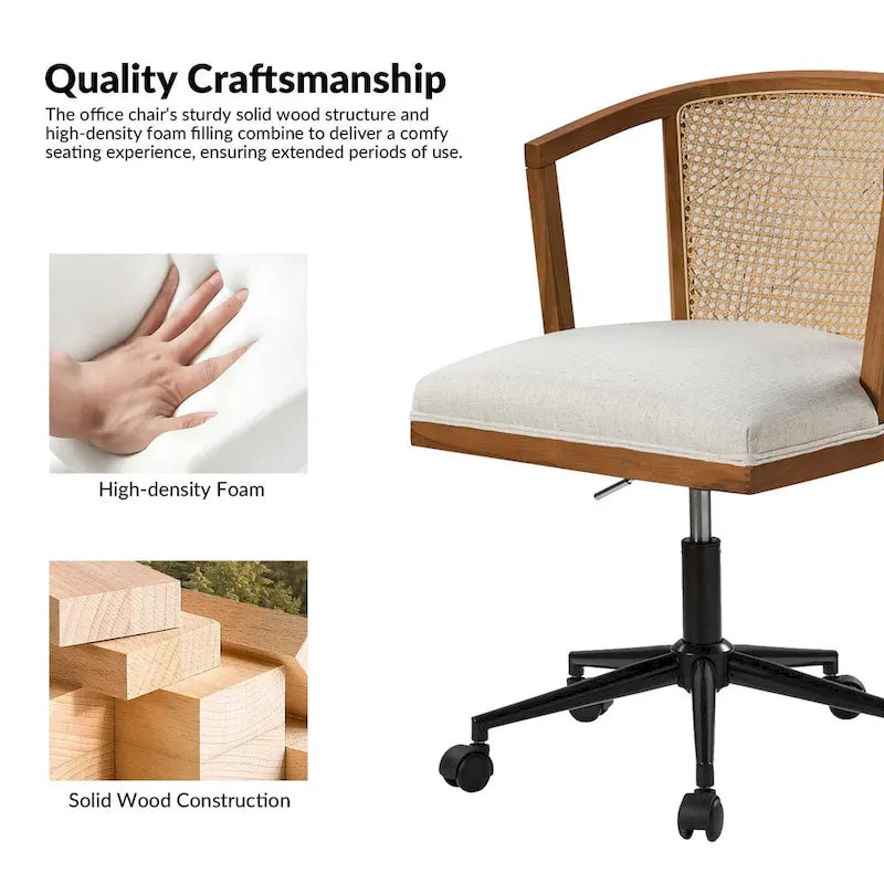Modern Rattan Swivel Height Adjustment Office Chair by