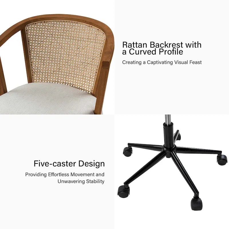 Modern Rattan Swivel Height Adjustment Office Chair by