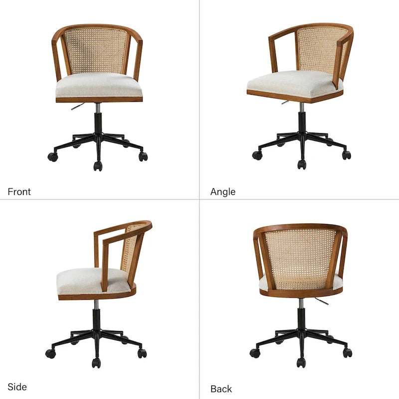 Modern Rattan Swivel Height Adjustment Office Chair by