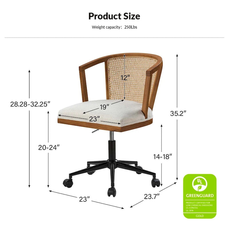 Modern Rattan Swivel Height Adjustment Office Chair by