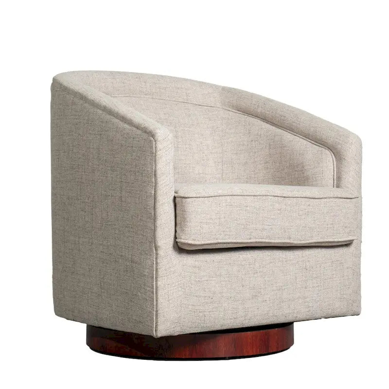 Traditional Club Style Upholstered Accent Chair with 360 Swivel Metal Base