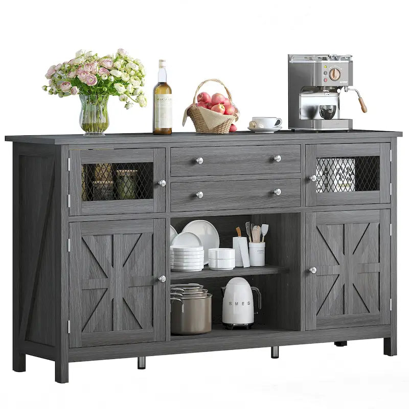 Farmhouse Buffet Cabinet with Storage, 2 Drawers Sideboard for Kitchen Dining Room