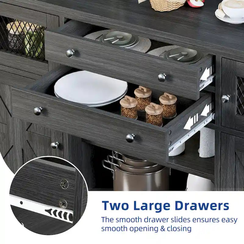Farmhouse Buffet Cabinet with Storage, 2 Drawers Sideboard for Kitchen Dining Room
