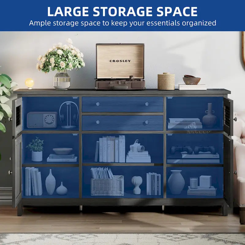 Farmhouse Buffet Cabinet with Storage, 2 Drawers Sideboard for Kitchen Dining Room