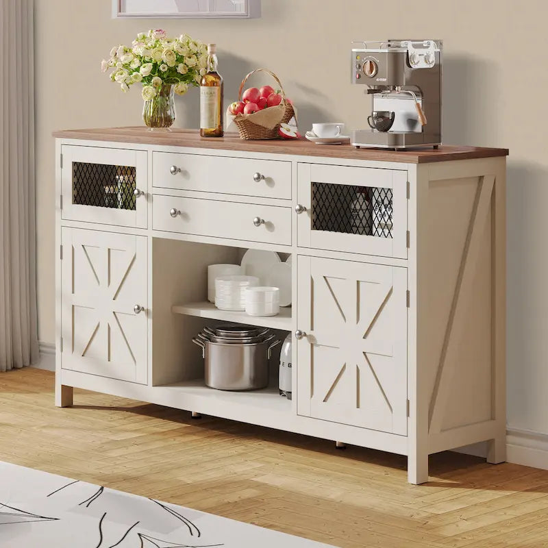 Farmhouse Buffet Cabinet with Storage, 2 Drawers Sideboard for Kitchen Dining Room