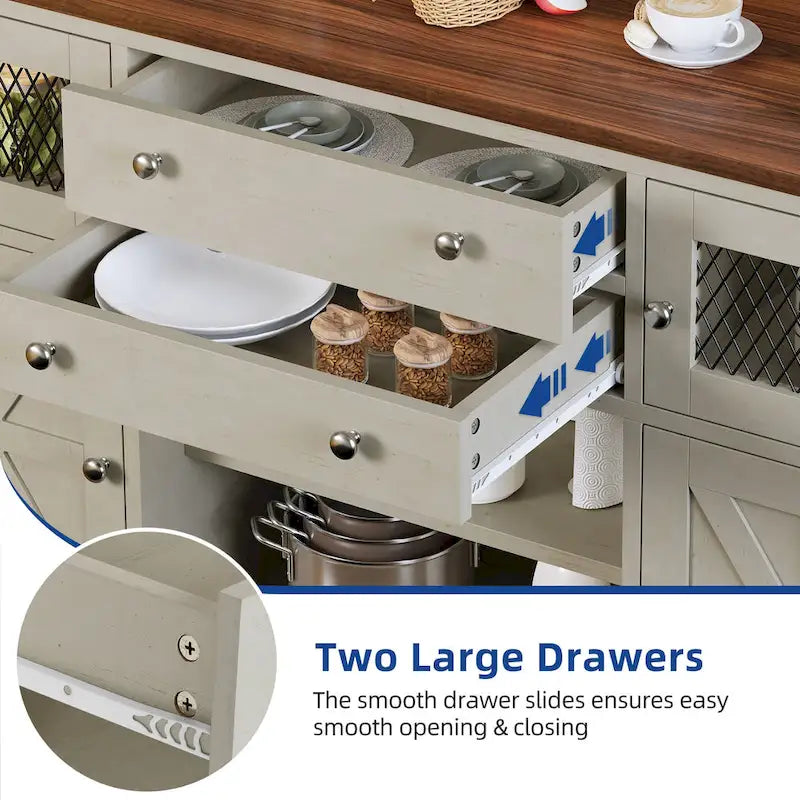 Farmhouse Buffet Cabinet with Storage, 2 Drawers Sideboard for Kitchen Dining Room