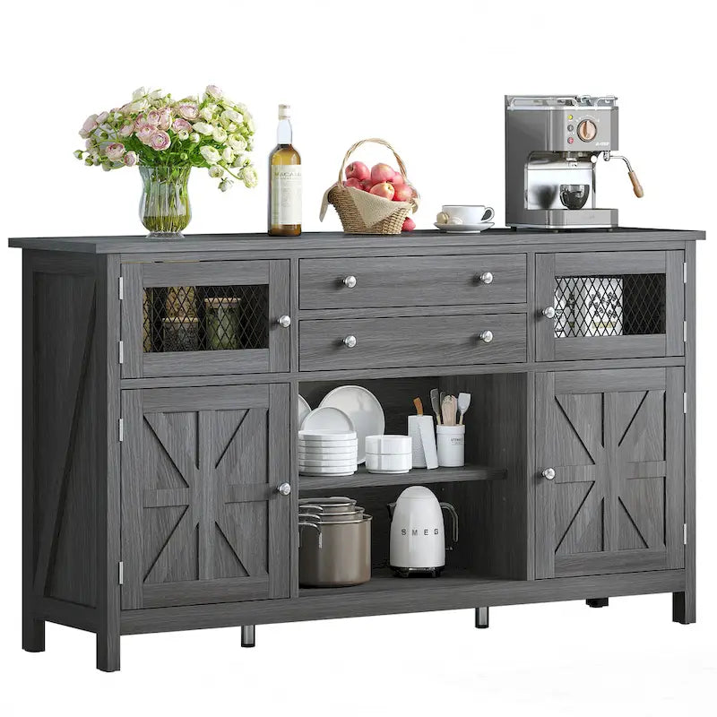 Farmhouse Buffet Cabinet with Storage, 2 Drawers Sideboard for Kitchen Dining Room