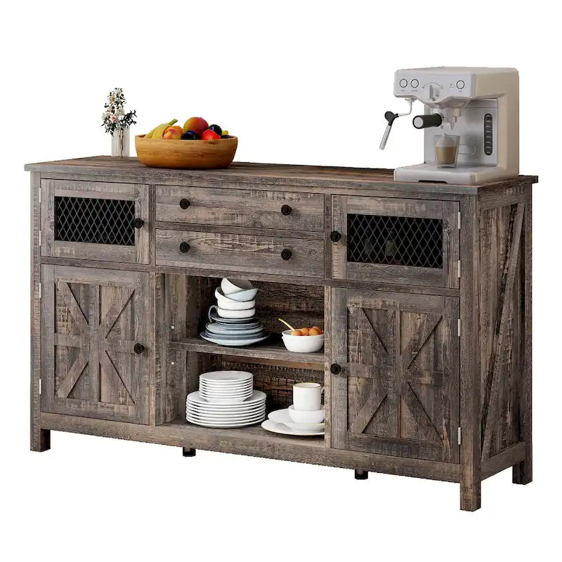 Farmhouse Buffet Cabinet with Storage, 2 Drawers Sideboard for Kitchen Dining Room