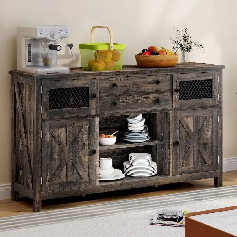 Farmhouse Buffet Cabinet with Storage, 2 Drawers Sideboard for Kitchen Dining Room