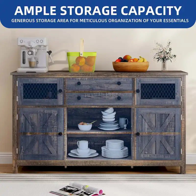 Farmhouse Buffet Cabinet with Storage, 2 Drawers Sideboard for Kitchen Dining Room