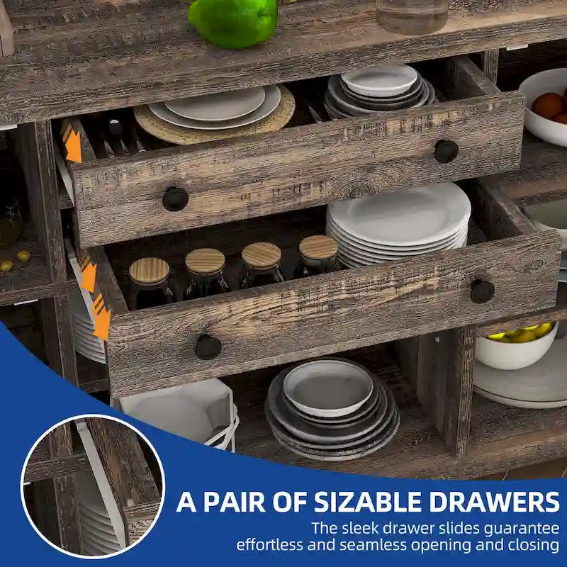 Farmhouse Buffet Cabinet with Storage, 2 Drawers Sideboard for Kitchen Dining Room