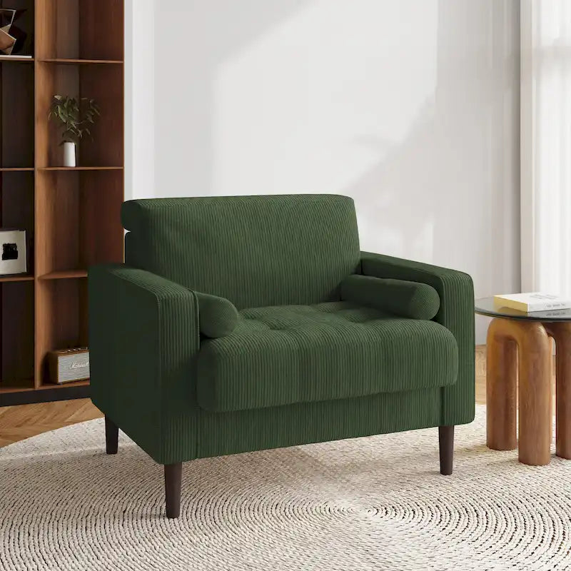 Modern Corduroy Wide Accent Chair with Pillows