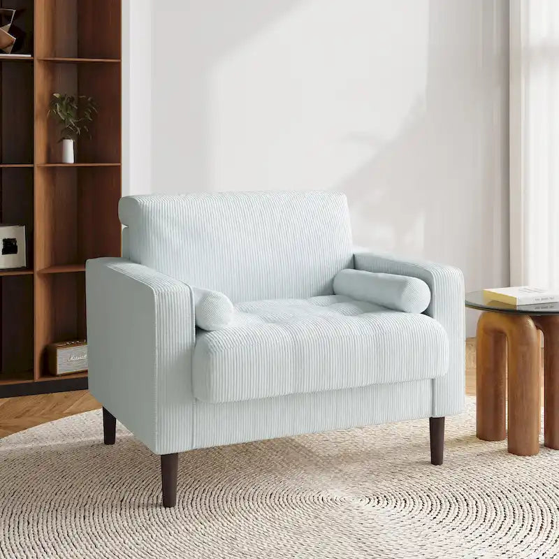 Modern Corduroy Wide Accent Chair with Pillows