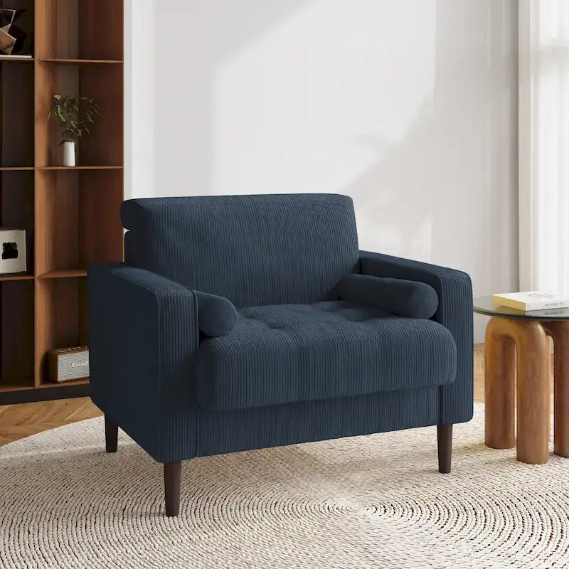 Modern Corduroy Wide Accent Chair with Pillows