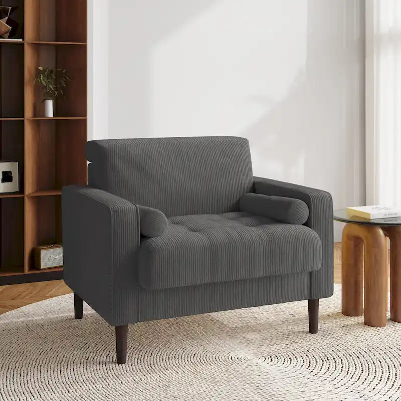 Modern Corduroy Wide Accent Chair with Pillows